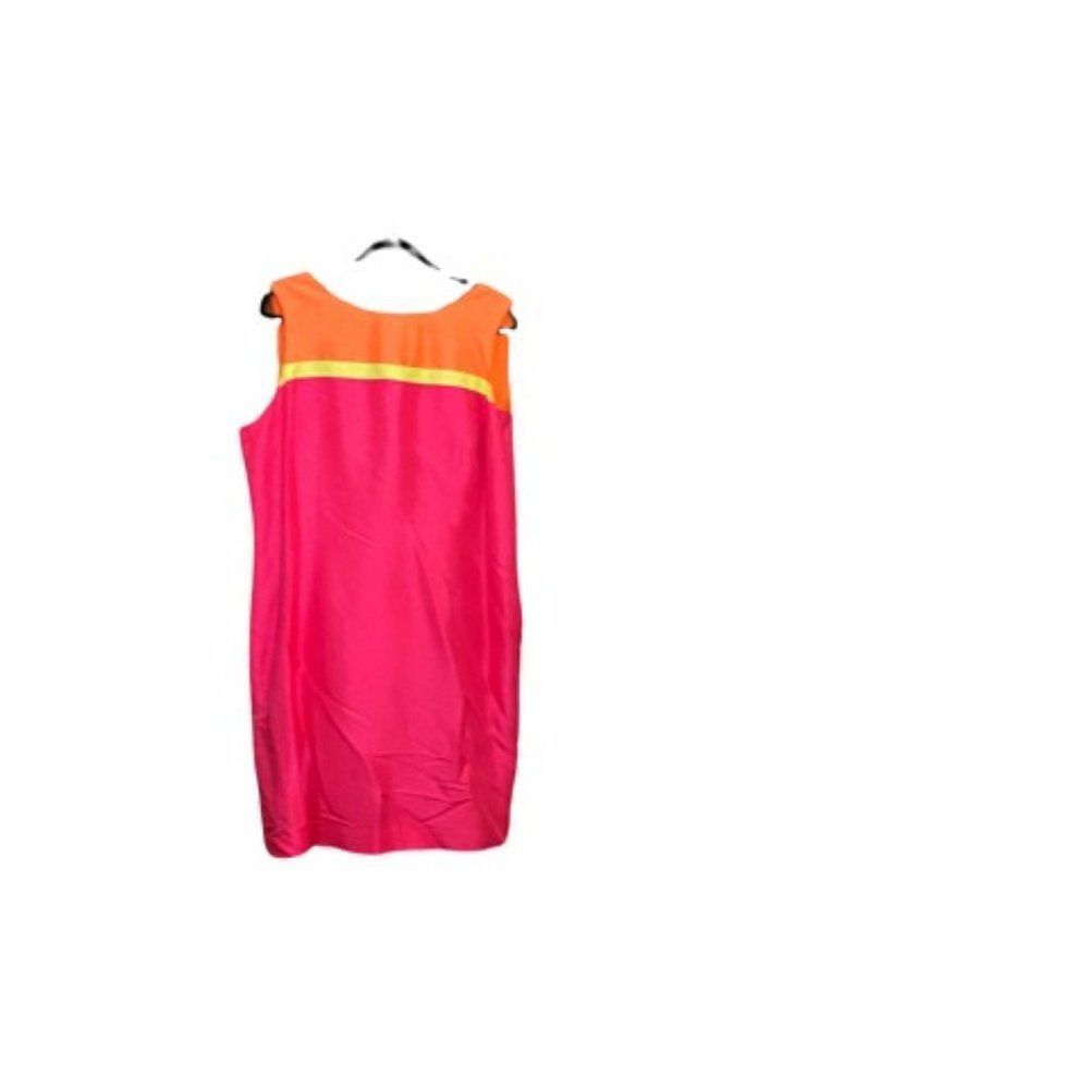 Talbots Pink and Orange Colorblock Sleeveless Dress